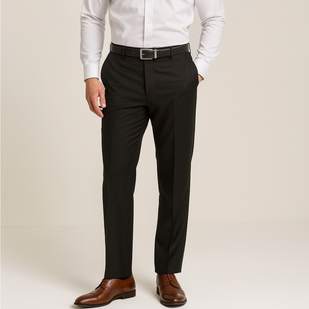 Louis Raphael Black Flat Front Dress Pants Men’s 32x40.5 Business Classic